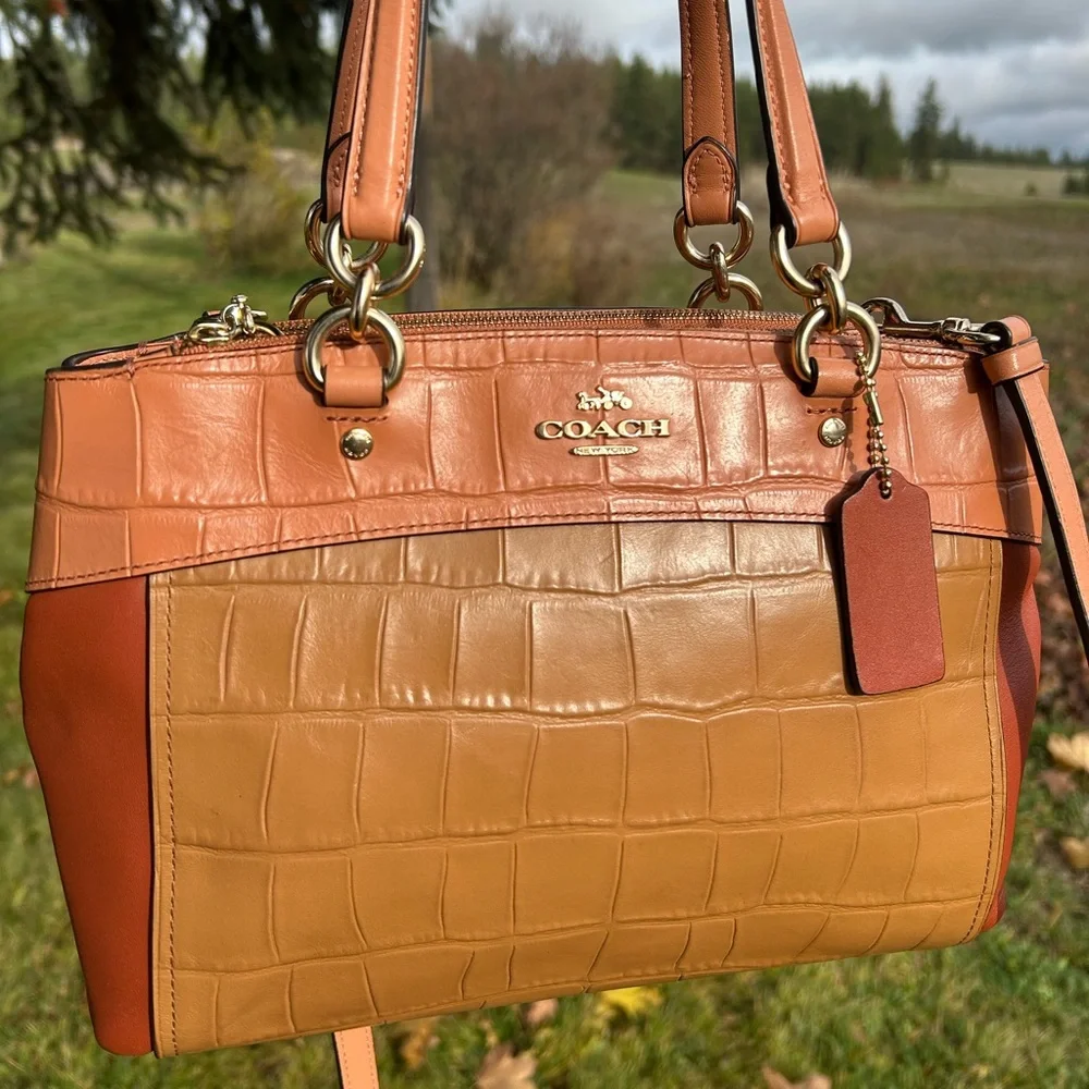 COACH Brooke Mini Croc Embossed and Smooth Leather in Colorblock Xbody/Satchel - Picture 6 of 14